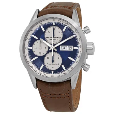 Raymond Weil Freelancer Chronograph Automatic Blue Dial Men's Watch 7732-tic-50421 In Blue / Brown / Grey