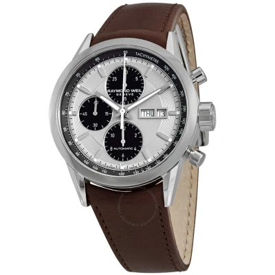 Raymond Weil Freelancer Chronograph Automatic Silver Dial Men's Watch 7732-stc-65201 In Black / Brown / Silver