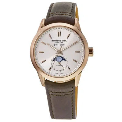 Raymond Weil Freelancer Complete Calendar Automatic Beige Dial Leather Strap Men's Watch 2766-pc5-64001 In Brown