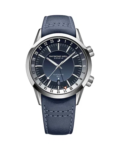 Raymond Weil Freelancer Gmt Watch, 40.5mm In Blue