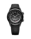 Raymond Weil Men's Swiss Automatic Freelancer Gmt Black Leather Strap Watch 41mm In Black