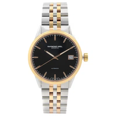 Pre-owned Raymond Weil Freelancer Steel Black Dial Automatic Mens Watch 2740-sp5-20011