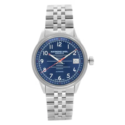 Pre-owned Raymond Weil Freelancer Steel Blue Dial Automatic Men Watch 2754-st-05500