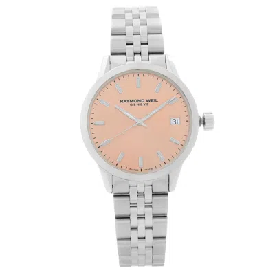 Pre-owned Raymond Weil Freelancer Steel Pink Dial Quartz Ladies Watch 5634-st-80021