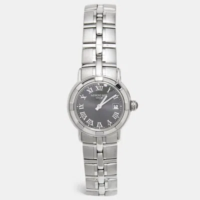 Pre-owned Raymond Weil Grey Stainless Steel Parsifal 9441 Women's Wristwatch 27 Mm