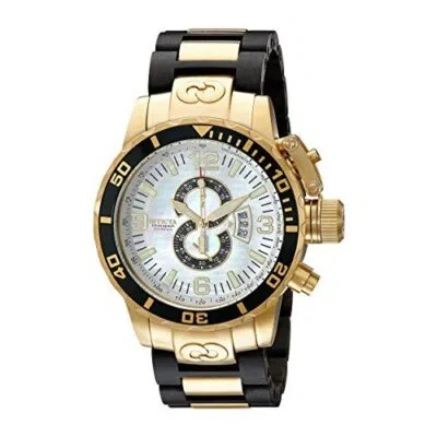 Pre-owned Raymond Weil Invicta Corduba 4899 Stainless Steel, Polyurethane Chronograph Watch In Black/gold Stainless Steel/mother Of Pearl