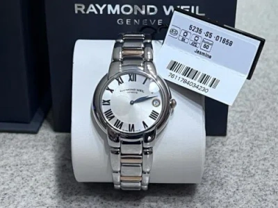 Pre-owned Raymond Weil Jasmine 35mm Steel Silver Dial Quartz Ladies Watch 5235-s5-01659