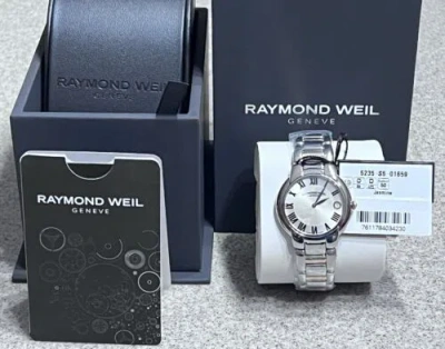 Pre-owned Raymond Weil Jasmine 35mm Steel Silver Dial Quartz Ladies Watch 5235-s5-01659