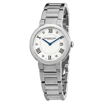 Raymond Weil Jasmine Quartz Diamond White Dial Ladies Watch 5245-st-00681 In Metallic