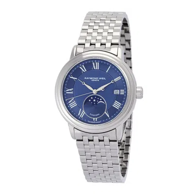 Raymond Weil Maestro Automatic Moon Phase Blue Dial Men's Watch 2879-st-00508 In Blue/silver Tone