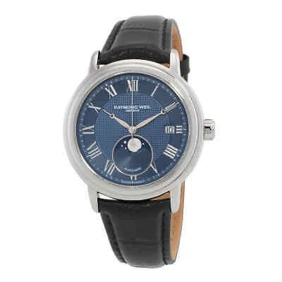 Pre-owned Raymond Weil Maestro Automatic Moon Phase Blue Dial Men's Watch 2879-stc-00508
