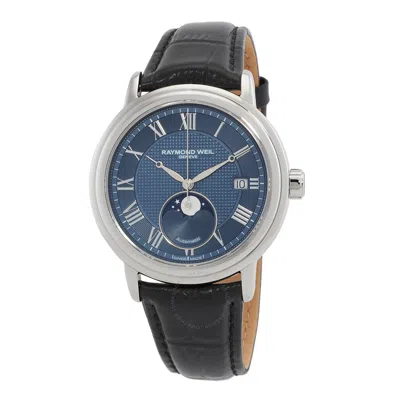 Raymond Weil Maestro Automatic Moon Phase Blue Dial Men's Watch 2879-stc-00508 In Blue/silver Tone/black