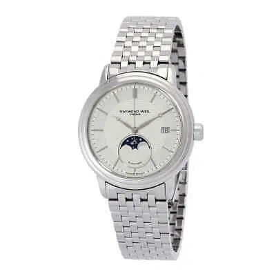 Pre-owned Raymond Weil Maestro Automatic Moon Phase Silver Dial Men's Watch 2879-st-65001