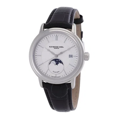 Raymond Weil Maestro Automatic Moon Phase Silver Dial Men's Watch 2879-stc-65001 In Silver Tone/black