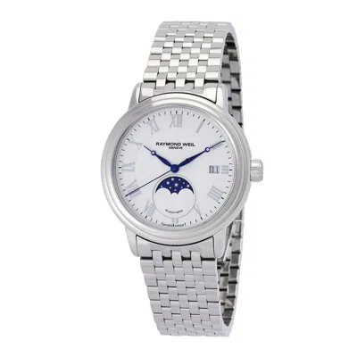 Raymond Weil Maestro Automatic Moon Phase White Dial Men's Watch 2879-st-00308 In White/silver Tone