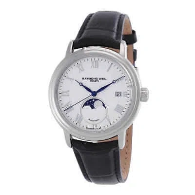 Pre-owned Raymond Weil Maestro Automatic Moon Phase White Dial Men's Watch 2879-stc-00308