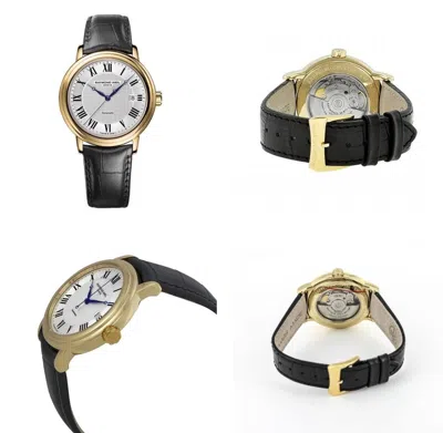 Pre-owned Raymond Weil Maestro Silver Dial Men's 2837-pc-00659 39mm Gold Leather Watch