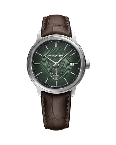 Raymond Weil Men's Swiss Automatic Maestro Small Seconds Brown Leather Strap Watch 40mm