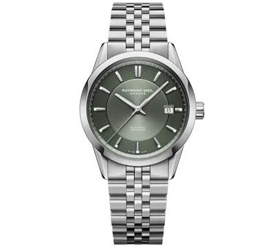Raymond Weil Men's Freelancer Automatic Olive Green Dial Stainless Steel Bracelet Watch 38mm