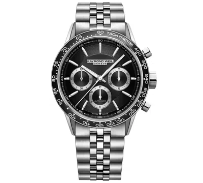 Raymond Weil Men's Swiss Automatic Chronograph Freelancer Stainless Steel Bracelet Watch 44mm In Black