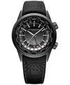 Raymond Weil Men's Swiss Automatic Freelancer Gmt Black Leather Strap Watch 41mm In Black
