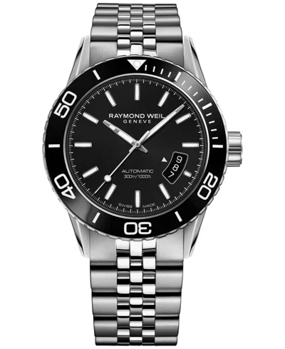 Raymond Weil Men's Swiss Automatic Freelancer Stainless Steel Bracelet Watch 43mm 2760-st1-20001 In Black