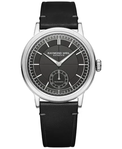 Raymond Weil Men's Swiss Automatic Millesime Black Leather Strap Watch 40mm