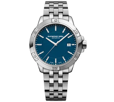 Raymond Weil Men's Swiss Tango Quartz Stainless Steel Bracelet Watch 41mm In Blue