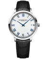 RAYMOND WEIL MEN'S SWISS TOCCATA BLACK LEATHER STRAP WATCH 42MM