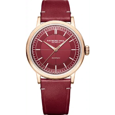 Raymond Weil Millesime Automatic Red Grape Dial Leather Strap Men's Watch 2925-pc5-45001