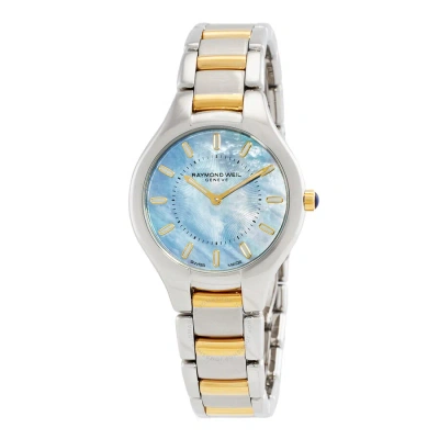 Raymond Weil Noemia Quartz Blue Mother Of Pearl Dial Ladies Watch 5132-stp-97501 In Two Tone  / Blue / Gold Tone / Mother Of Pearl / Yellow