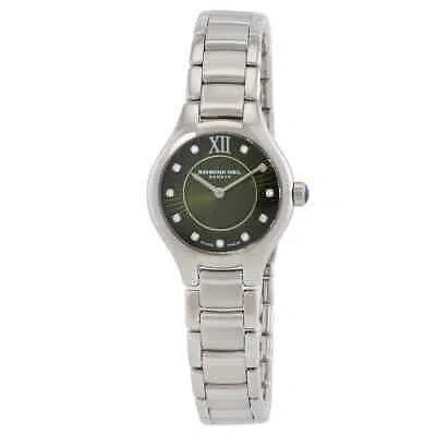 Pre-owned Raymond Weil Noemia Quartz Diamond Green Dial Ladies Watch 5124-st-52181