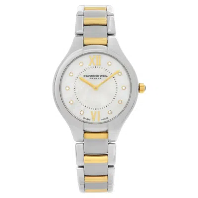 Pre-owned Raymond Weil Noemia Steel Diamonds White Mop Dial Ladies Watch 5132-stp-00985