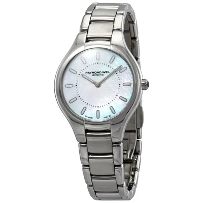Raymond Weil Noemia White Mother Of Pearl Dial Ladies Watch 5132-st-97001 In Metallic