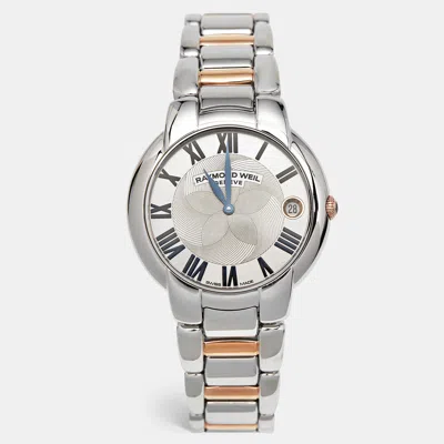 Pre-owned Raymond Weil Silver Dial Two-tone Stainless Steel Jasmine 5235-s5-01659 Women's Wristwatch 35 Mm