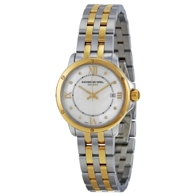 Raymond Weil Tango Mother Of Pearl Dial Ladies Watch 5391-stp-00995 In Gold / Mother Of Pearl / Tan / Yellow