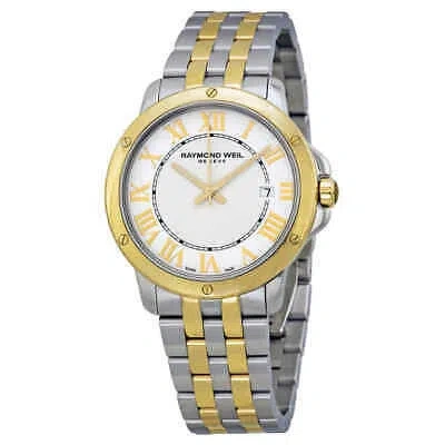 Pre-owned Raymond Weil Tango White Dial Two-tone Men's Watch 5591-stp-00308