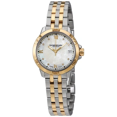Raymond Weil Tango White Mother Of Pearl Diamond Dial Ladies Watch 5960-stp-00995 In Gold
