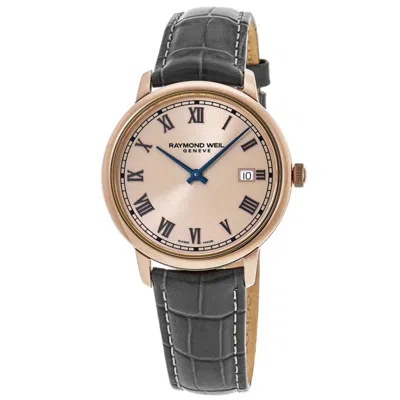 Raymond Weil Toccata Classic 39 Mm Quartz Rose Dial Grey Leather Men's Watch 5485-pc5-00859 In Blue