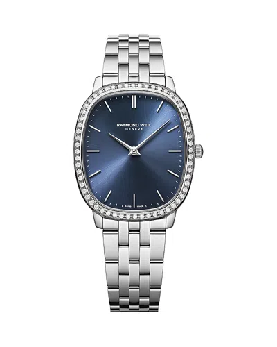 Raymond Weil Toccata Heritage Quartz Lab Grown Diamond Bracelet Watch, 31mm X 36mm In Blue
