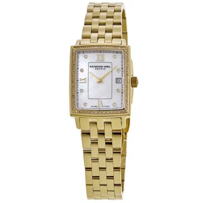 Raymond Weil Toccata Mother Of Pearl Dial Diamond Bezel Yellow Gold Pvd Steel Women's Watch 5925-ps-00995