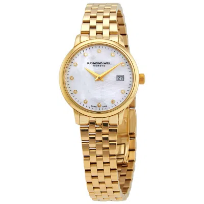 Raymond Weil Toccata Quartz Diamond Mother Of Pearl Dial Ladies Watch 5985-p-97081 In Yellow/mother Of Pearl/gold Tone