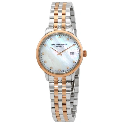 Raymond Weil Toccata Quartz Diamond White Mother Of Pearl Dial Ladies Watch 5985-sp5-97081 In Gold