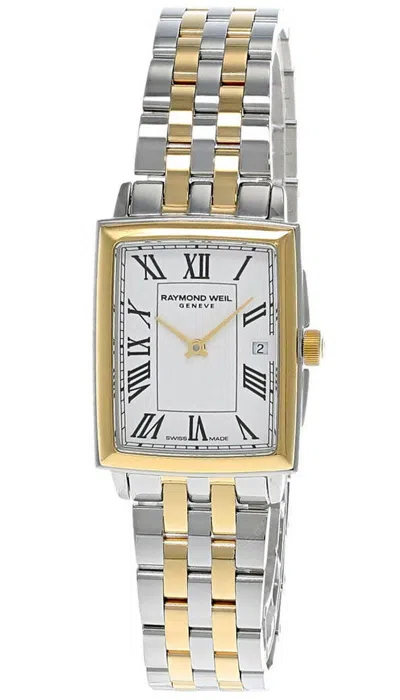 Pre-owned Raymond Weil Toccata Quartz Ss White Dial 2-tone Women's Watch 5925-stp-00300