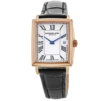 Raymond Weil Toccata Quartz White Dial Black Leather Strap Women's Watch 5925-pc5-00300