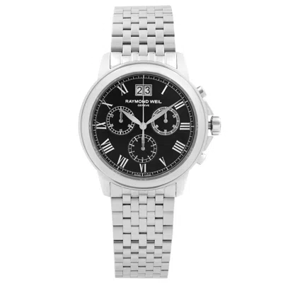 Pre-owned Raymond Weil Tradition Steel Black Dial Quartz Mens Watch 4476-st-00200