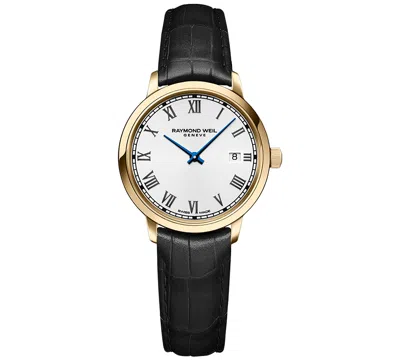 Raymond Weil Women's Swiss Toccata Black Leather Strap Watch 29mm In No Color