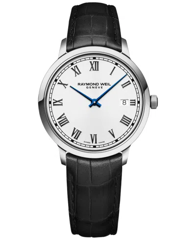 Raymond Weil Women's Swiss Toccata Black Leather Strap Watch 39mm In No Color