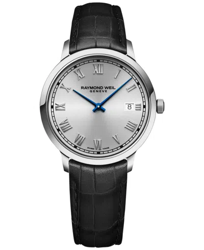 Raymond Weil Women's Swiss Toccata Black Leather Strap Watch 39mm In No Color