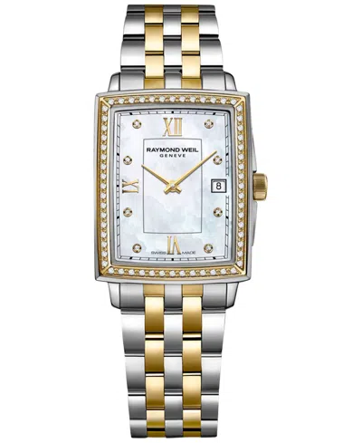 Raymond Weil Women's Swiss Toccata Diamond (1/5 Ct. T.w.) Two-tone Stainless Steel Bracelet Watch 22.6x28.1mm In White